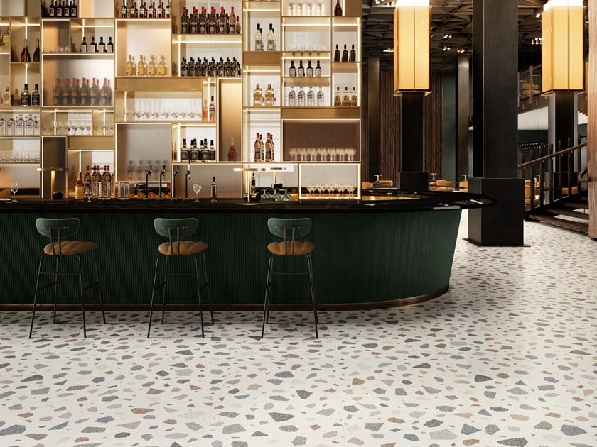 Like a kaleidoscope, it is the free expression of terrazzo