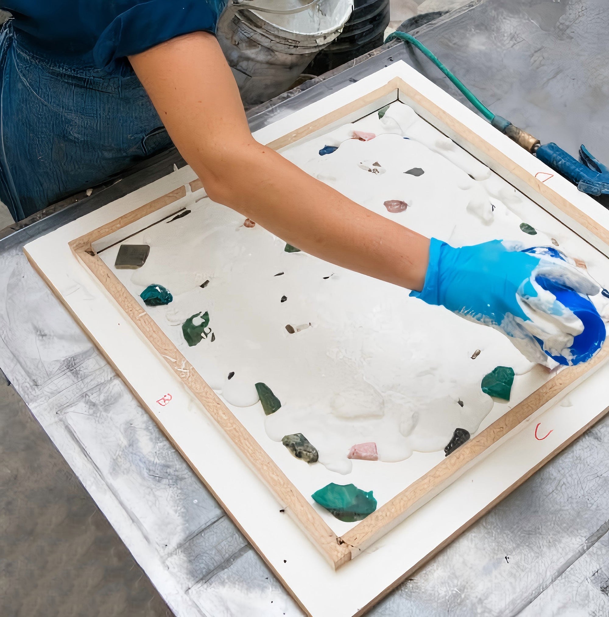 What is the customization process of terrazzo?