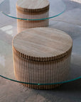 Premium Acrylic And Navona White Travertine Simple Elegant Double Size Coffee Table