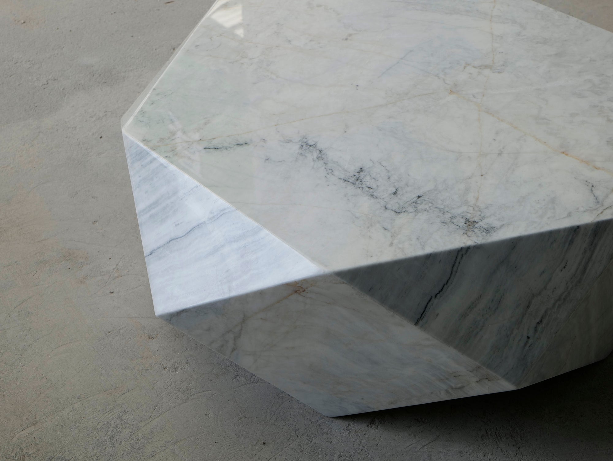 Verona White Natural Marble Rhombus Edge Stylish Simple Furniture Coffee Table