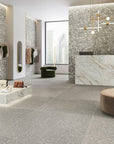 Luxurious terrazzo tiles with the look of stone, suitable for interior wall flooring