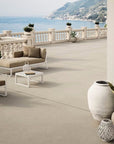 Rustic terrazzo tiles in a durable glossy finish for modern terraces