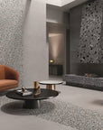 Natural stone textured terrazzo tiles for elegant interiors