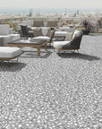 Durable grey terrazzo tiles with a natural stone look for outdoor use