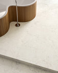 Matte stone effect terrazzo tiles for a clean, minimalist interior area