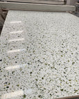 Natural white terrazzo tiles in glossy finish for terrace and balcony floors