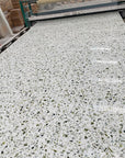 Natural white terrazzo tiles in glossy finish for terrace and balcony floors