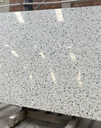 Natural white terrazzo tiles in glossy finish for terrace and balcony floors