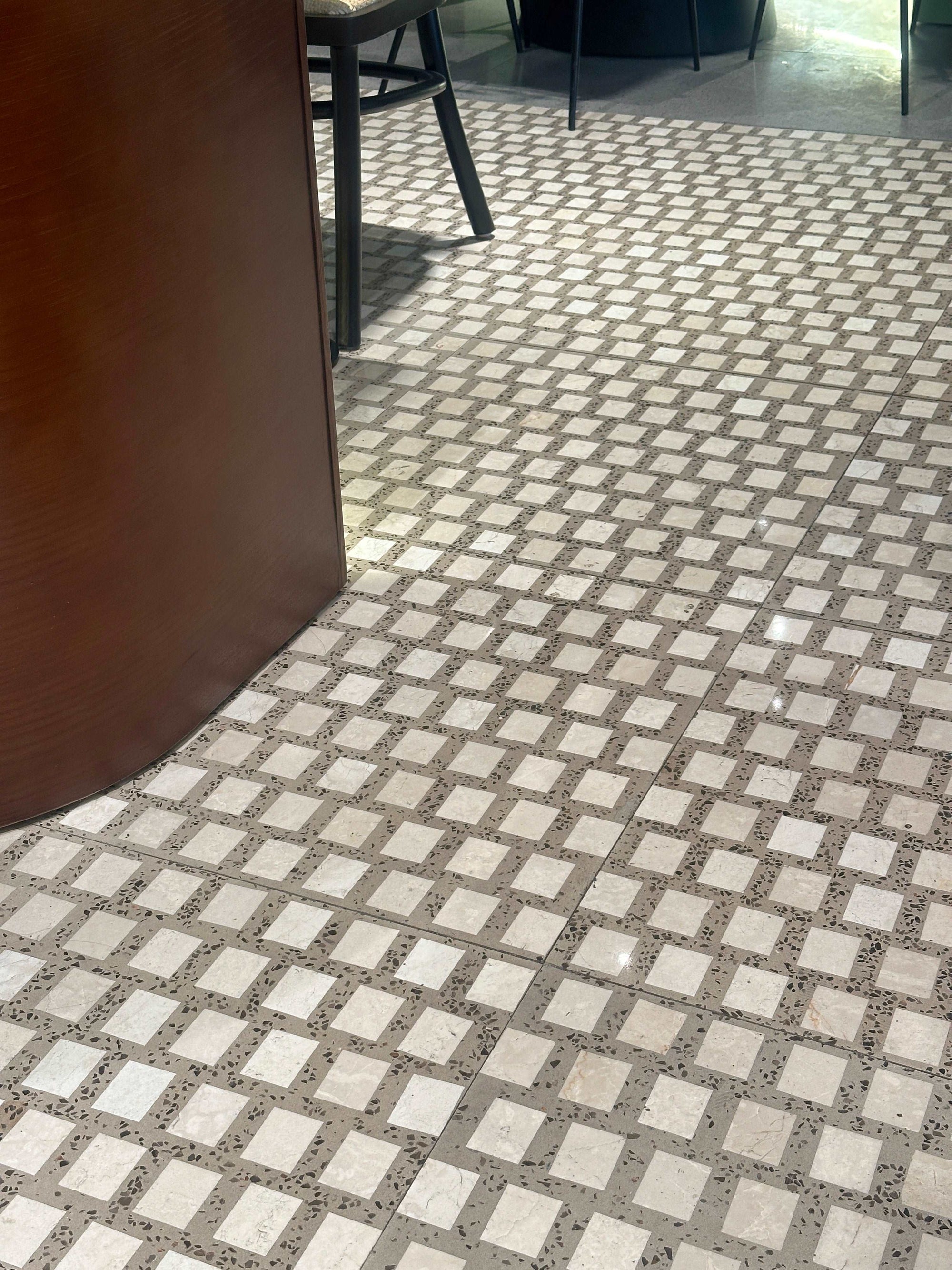 Regularly Arranged And Combined Coffee-colored Mosaic Terrazzo Floor Decorative Panels