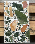 Small fresh large flower green mosaic terrazzo floor decorative panel