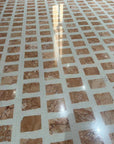 Natural red brick aggregate mosaic terrazzo slabs shopping mall custom floor decorative panels factory direct sales