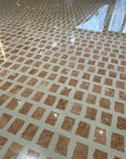 Natural red brick aggregate mosaic terrazzo slabs shopping mall custom floor decorative panels factory direct sales