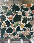 Small fresh large flower green mosaic terrazzo floor decorative panel