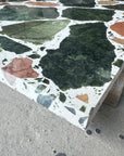 Small fresh large flower green mosaic terrazzo floor decorative panel