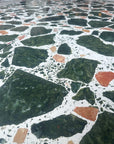 Small fresh large flower green mosaic terrazzo floor decorative panel