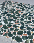 Small fresh large flower green mosaic terrazzo floor decorative panel