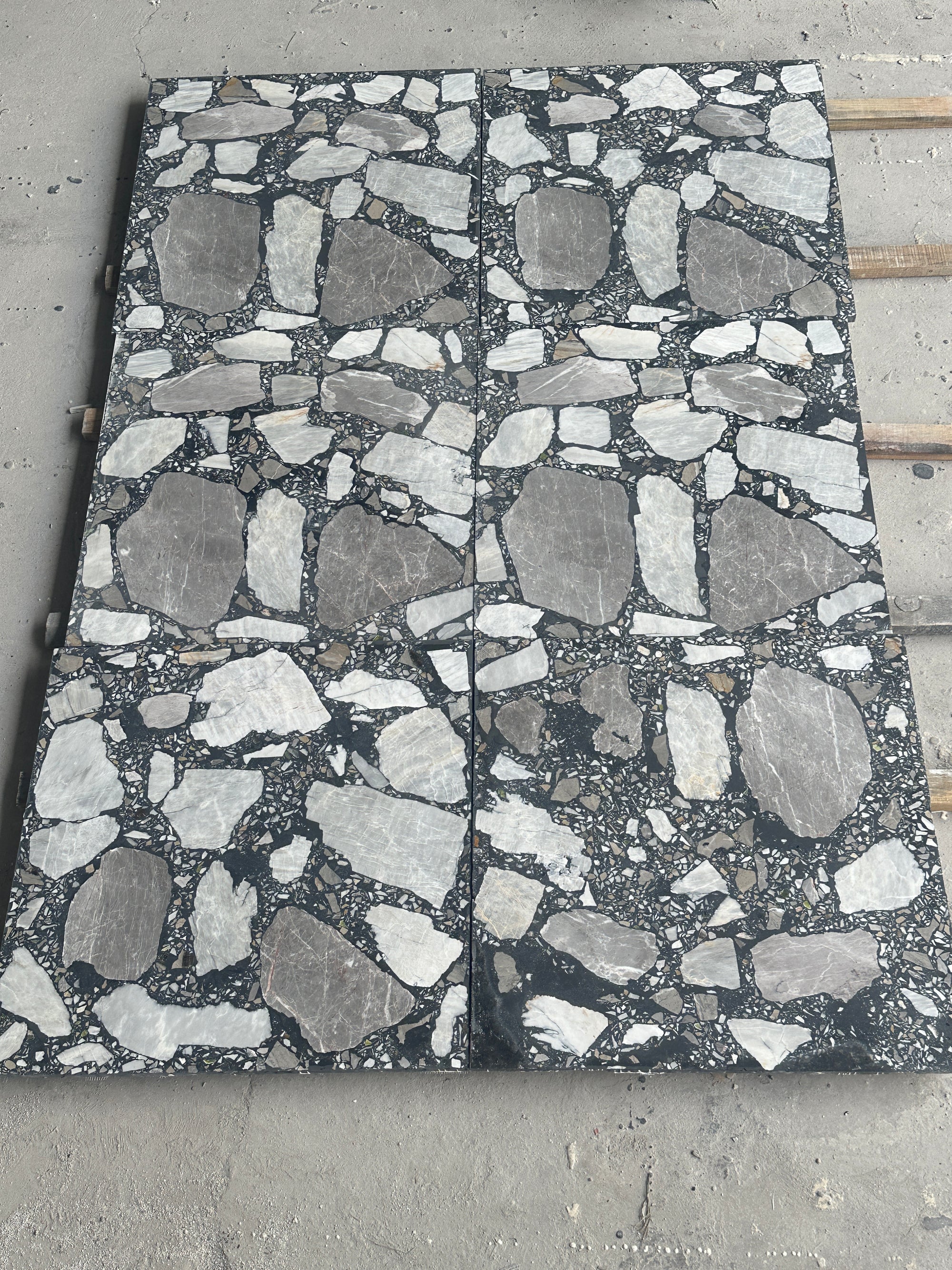 Ink landscape concrete mosaic decorative panel full body aggregate terrazzo panel