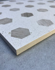 Hexagonal regular marble aggregate mosaic decorative board manufacturer customized terrazzo prefabricated board