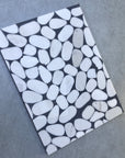 White marble mosaic terrazzo precast slab round pebble decorative floor panel