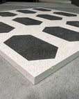 Black and white mosaic terrazzo regular hexagonal aggregate concrete decoration factory custom production