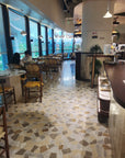 Cream yellow large aggregate mosaic terrazzo brand restaurant floor decorative panel