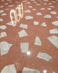 Peach pink mosaic terrazzo bathroom floor decorative tiles with white natural marble aggregate