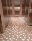 Peach pink mosaic terrazzo bathroom floor decorative tiles with white natural marble aggregate