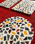 Grainy colorful natural marble aggregate round and square edging design mosaic terrazzo slabs