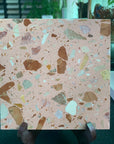 Terrazzo slabs, pink, floor and wall panels