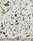 Natural white terrazzo tiles in glossy finish for terrace and balcony floors