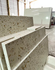 Milky white translucent small particle artificial stone floor and wall decoration panels