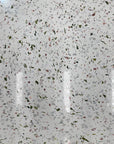 White terrazzo tiles with a durable glossy finish for terraces and gardens