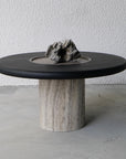 Silver Travertine Natural Marble Small Groove Design Simple Fashion Furniture Dining Table