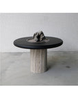 Silver Travertine Natural Marble Small Groove Design Simple Fashion Furniture Dining Table