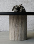 Silver Travertine Natural Marble Small Groove Design Simple Fashion Furniture Dining Table