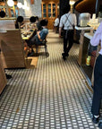 Brand restaurant rules off-white natural marble mosaic terrazzo floor decorative panel